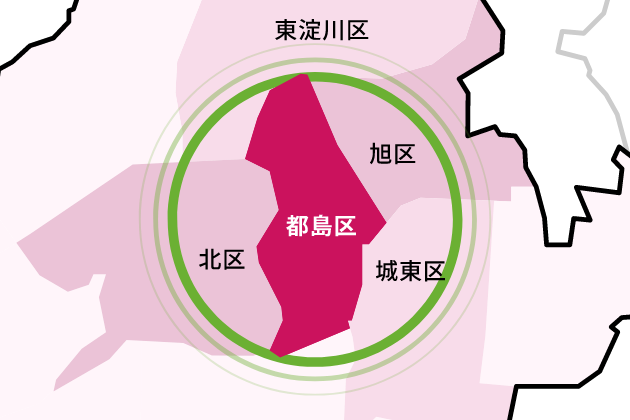 訪問診療対応のエリア図